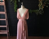 Cameo Dusty Peach TULIP HEM CUT Long Octopus Convertible Wrap Gown- Customize Size, Length- Plus Size, Maternity, Bridesmaids, etc.