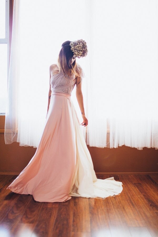 white christmas dresses Anthericum in Blush ~ Layered chiffon wedding dress – Larimeloom main image 0