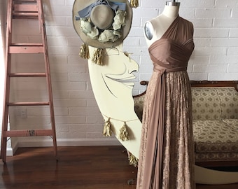 Coralie Beatrix Vintage Style Lace Infinity Wrap Bridal Dress- Custom Combine Fabrics, Size, and Length~ Elopement, Maternity, Plus Size
