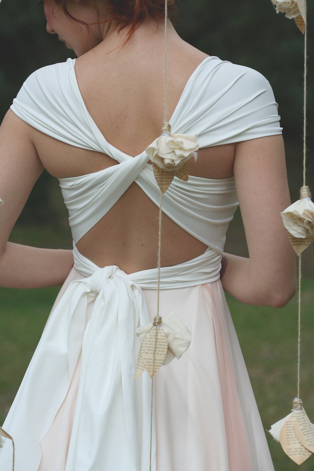 infinity dress with mesh overlay