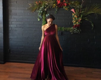 Velvet Multiway Party Dress- 20+ Colors- Customized Infinity Wrap Gown~  Vineyard, Winery, Wine Tasting, Bridal Shower, Bachelorette