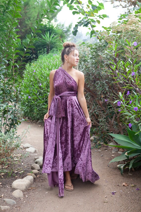 floral velvet bridesmaid dress Leely Women Grey Blue Wedding Party Dress V Neck A-Line Burnout Velvet Floral Printed Bridesmaid Dress