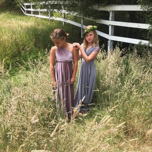 Girl's Velvet Long Convertible Wrap Dress- Choose your Fabric Color- Bridesmaid-Party-Flower Girl