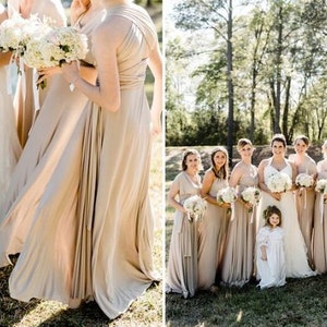 Champagne Metallic Multiway Party Dress All Sizes. Choose from over 30 Colors Petite, Tall, Plus-Wedding Guest, Formal, Ball, Bridesmaid image 7