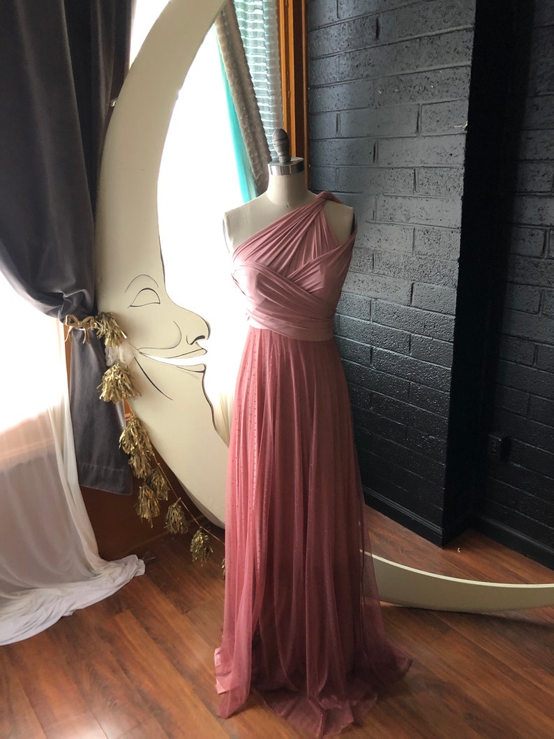 50 Long- Rose Swissdot Lace Infinity Wrap Dress- Bespoke Polkadot Bride Maternity Ready Made- Standard Bridesmaids Formal
