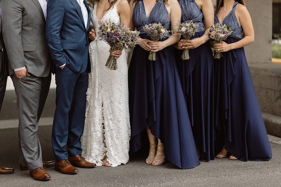 Bridesmaid s Custom Jewel Toned Lace Strap Tulip Cut Infinity Wrap