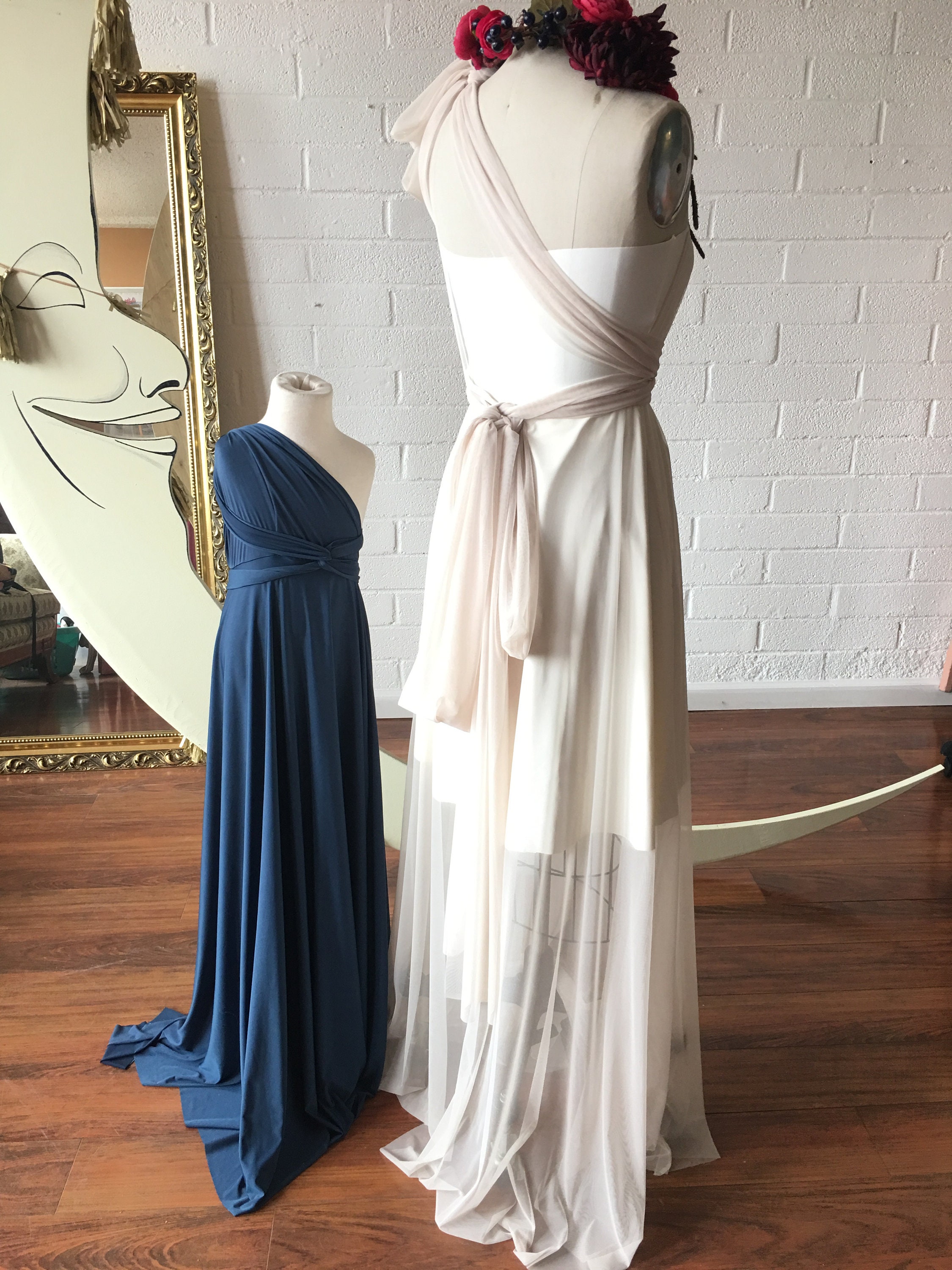 infinity dress with mesh overlay