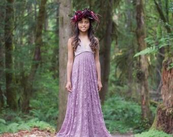 Custom Lace Infinity Wrap Dress: Whimsical A-Line Maxi, Flower Girl Dress