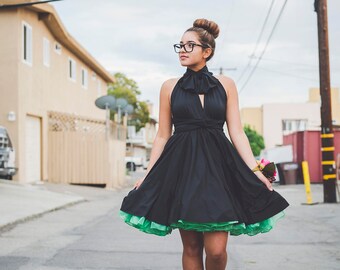 short black infinity dress RELIGION Infinity Short Black Feather Print Dress