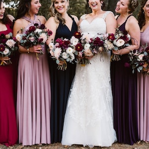 Customized Coralie Beatrix Long Maxi Convertible Infinity Wrap Dress. 25+ Colors- Berry, Champagne, Jewel, Metallic. Handmade in California!