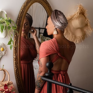 draped bust a-line mini dress in terracotta ALETHIA MINI DRESS main image 0