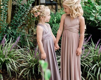 Junior Bridesmaids, Flowergirl, etc. Infinity Wrap Dress- All Sizes- 40+ Whimsical Fabric Colors Available- Handmade in the USA