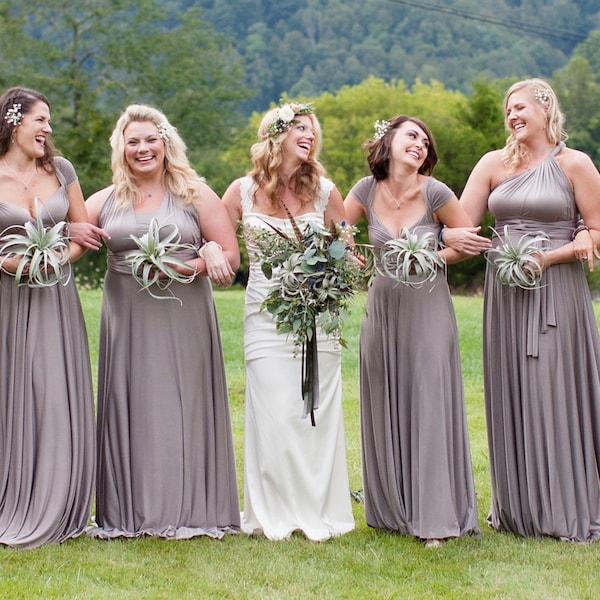 Mismatched Bridesmaids Long Maxi Infinity Wrap Dress- Choose your Fabric from over 25 colors- All sizes- Plus Size, Extra Tall, Petite