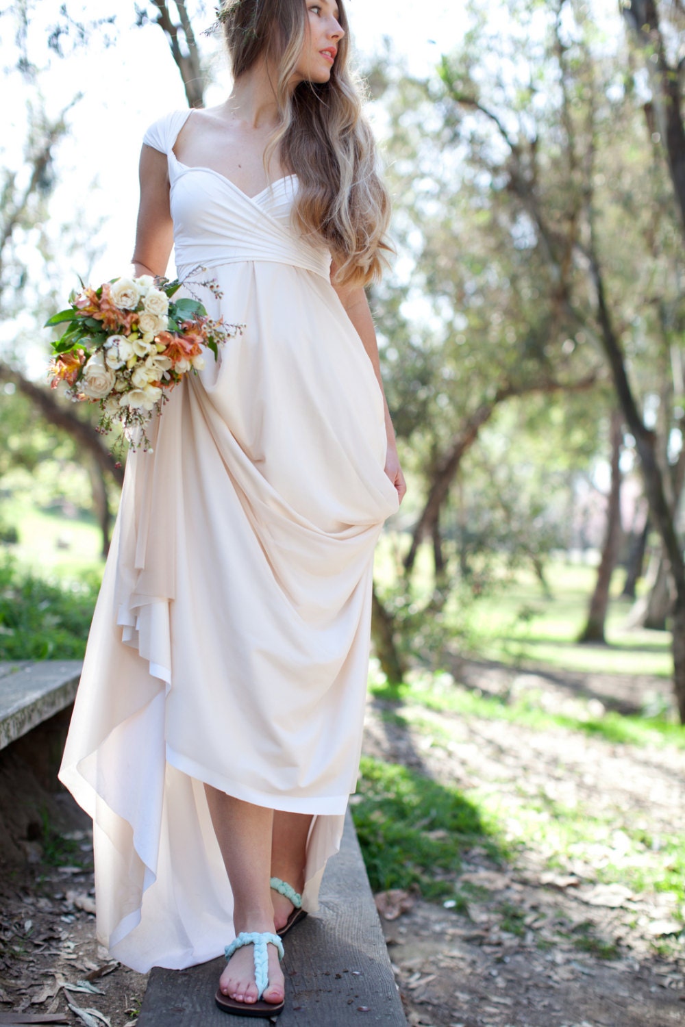 Minimalist Mesh Multiway Gown w/ Sheer Skirt Overlay- Custom Made- Petite-  Plus, Short, Tall. Maternity, Engaged, Vow Renewal, etc.