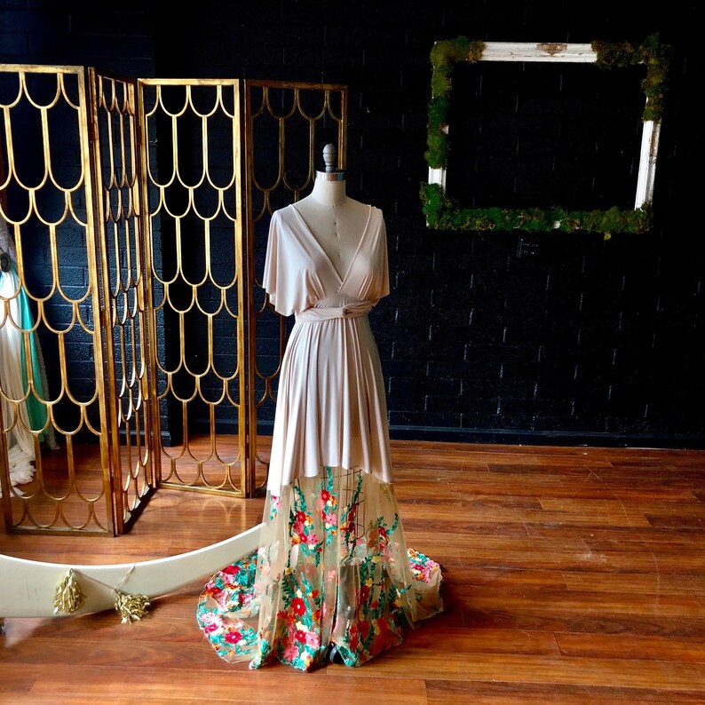 size Train not Included-Custom choose color Bella Luna Coralie Beatrix Specialty Fabric Infinity Wrap Dress and length!