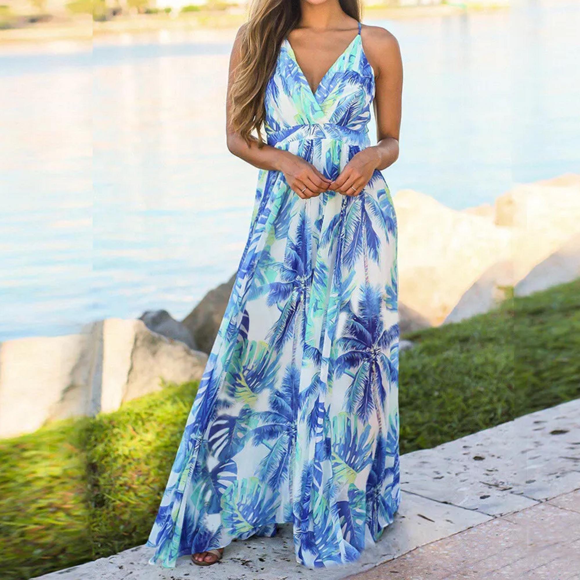 beach maxi slip dress Summer Tropic Muse Tiered Ruffle Maxi Dress main image 1