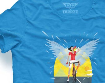 Winged Cyclist T-Shirt | Freedom Ride Graphic Tee, Biker Girl Gift