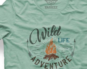 Campfire Graphic Tee: 100% Cotton Unisex Hiking Shirt