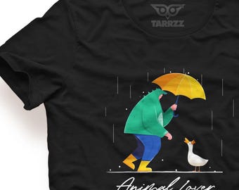 Animal Lover Tee | Kindness Shirt | Goose and Umbrella Graphic Tee | Cottagecore Top