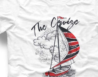 Red Sailboat Graphic Tee: Nautical Ocean Adventure Shirt