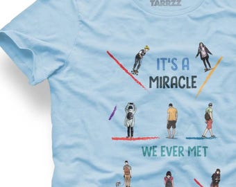 Miracle Meeting Graphic Tee: Ice Blue Love Story Shirt