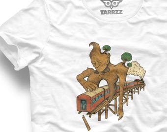 Men's Gnarled Tree Graphic Tee: Mystical Forest Shirt