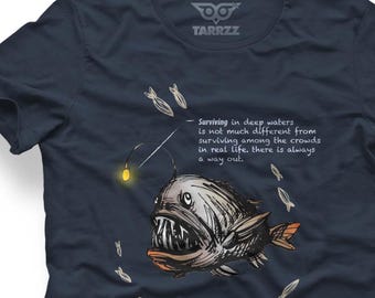 Anglerfish Graphic Tee: Deep Sea Unisex T-Shirt - Ocean Art