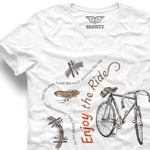 Enjoy the Ride Graphic Tee – Cycling T-Shirt, Bicycle Shirt, Mountain Bike Tee, Bike Lover Gift, Cyclists Apparel, Biking Gifts, Ride Shirt