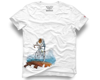 Cyclist T-Shirt – Hand-Drawn Bicycle Lover Gift, Cotton Bike Rider Tee, Unisex Cycling Shirt