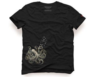 Octopus Graphic Tee: Handmade Nautical T-Shirt