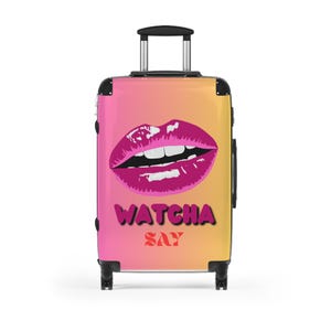 Trendy Travel Suitcase - &#39;Watcha Say&#39; Lip Design for Stylish Adventurers