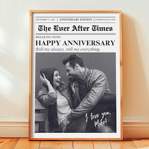 1 Year Anniversary Gift For Boyfriend And Girlfriend, One Year Dating Gift, Couple Anniversary Newspaper Template, Printable Canva Template