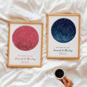 Carte des étoiles personnalisée par date pour cadeau d'anniversaire - Couple Cadeaux personnalisés Cadeau de mariage Cadeau personnalisé Cadeaux de fiançailles Carte des étoiles d'anniversaire 03