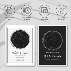 Carte des étoiles pour couple par date - Cadeaux personnalisés, cadeau d'anniversaire de 1 an pour couple, cadeau de mariage, cadeau personnalisé, cadeaux de fiançailles, cadeaux pour petite amie