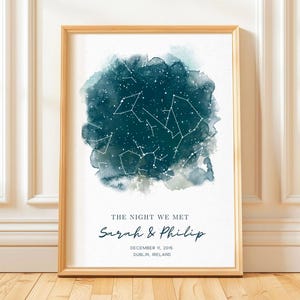 Carte des étoiles personnalisée par date - carte du ciel personnalisée, cadeau d'anniversaire de 1 an pour couple, cadeau de mariage, cadeaux de fiançailles, cadeau pour elle, cadeau pour lui