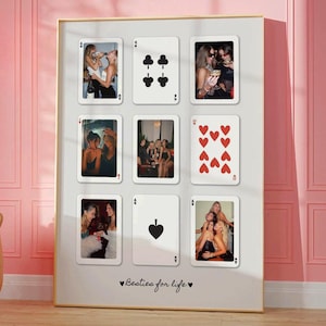 Best friend Custom Playing Card Photo Collage, Custom Print Template, Personalized Birthday Gift for Best Friend Trendy Printable Wall Art,