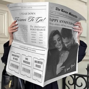 Anniversary Newspaper Template, 1 Year Anniversary Gift For Couple, Boyfriend And Girlfriend, One Year Dating Gift, Printable Canva Template
