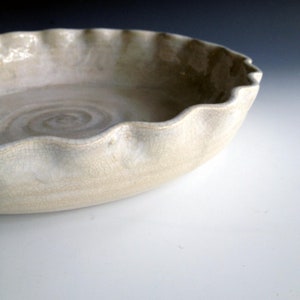 Ready to ship, Pie Plate, crackle white pie plate, stoneware pie plate by Leslie Freeman