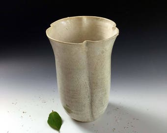 Ready to ship, Vase by Leslie Freeman, white crackle stoneware vase, flower vase