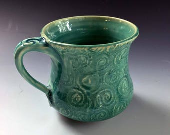 READY TO SHIP Comfort mug, stoneware mug, spiral mug, by Leslie Freeman