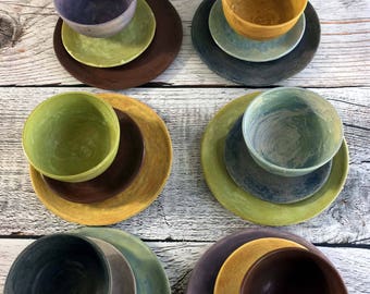 NEW Matte glazed, Organic, farm table Stoneware Dinnerware sets by Leslie Freeman