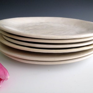 Handmade organic white crackle slab side plates, set of six, stoneware side plates by Leslie Freeman image 2