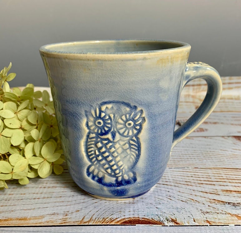 Ready to ship, NEW owl mugs by Leslie Freeman