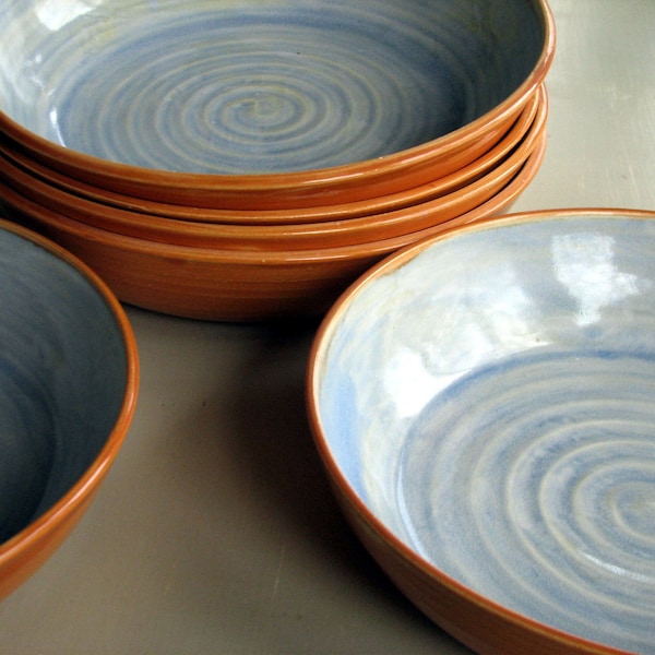 Handmade stoneware pasta bowls, pasta bowls, by Leslie Freeman
