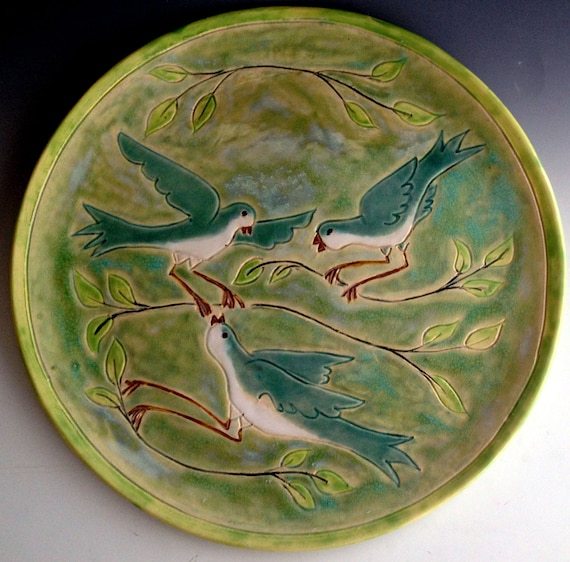 Bird Platter Decorative Platter Wall Plate with bird motif Etsy