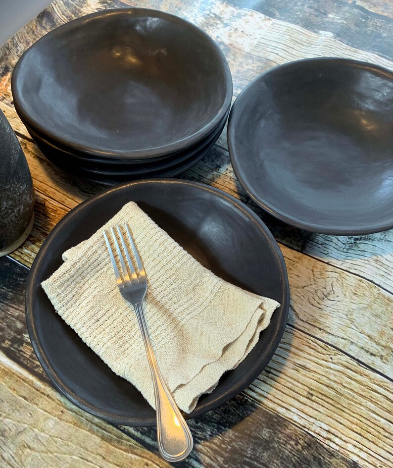 NEW Black satin pasta bowls Set of Six Etsy