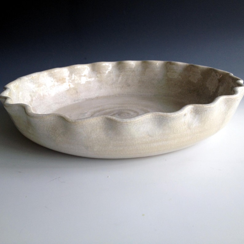 Ready to Ship Pie Plate Crackle White Pie Plate Stoneware Etsy
