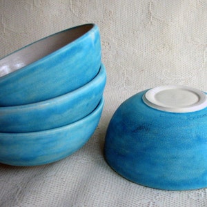 Soup/cereal bowls, wheel thrown, stoneware turquoise everyday bowls image 4