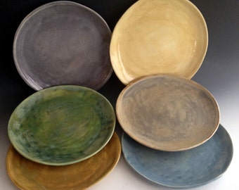 Handmade dinnerware dinner plates, Stoneware Dinner plates, six colors, handmade organic dinnerware by Leslie Freeman