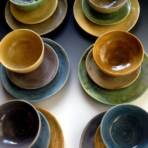 Earthy colors, Dinnerware, Tableware, place settings, six colors, set of six place settings, dinnerware by Leslie Freeman image 5